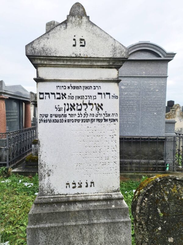 Grabstein Rabbiner David Ullmann, 13. Jänner 1901