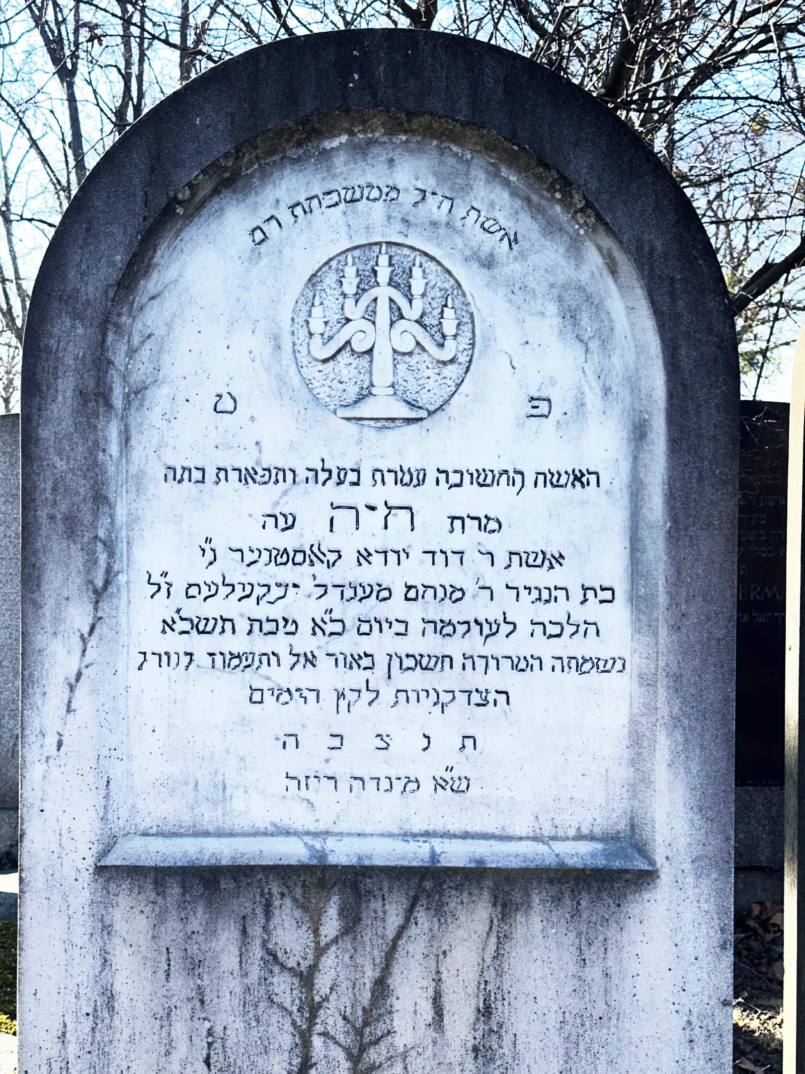 Grabstein Klara (Chaja) Kastner, geb. Jekeles, 21. Tevet 721 = Montag, 9. Jänner 1961, Foto: Walter Kogler