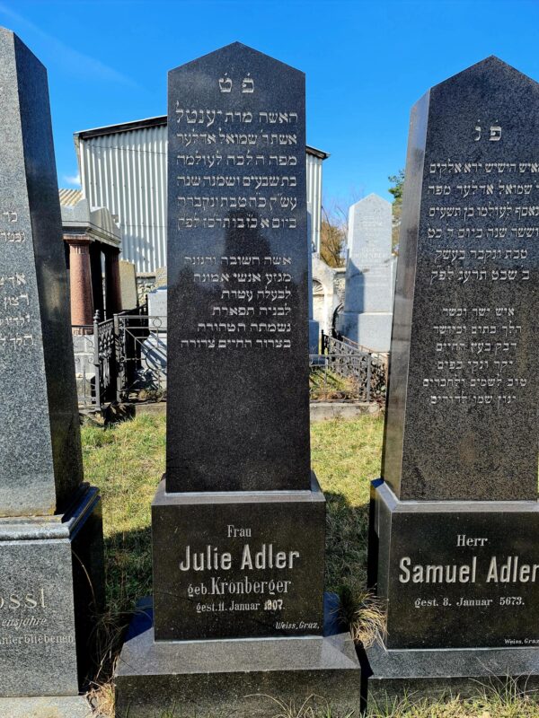 Grabstein Julie (Jentel) Adler, geb. Kronberger, 11. Jänner 1907